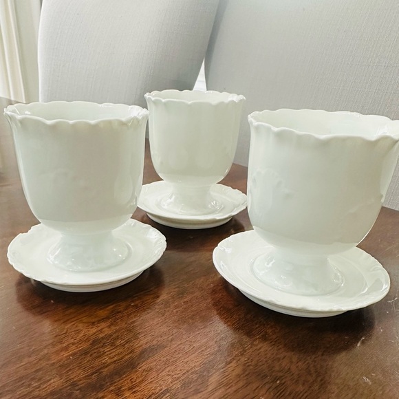 Antique Haviland France Limoges Ranson White Egg Cup Set Of 3